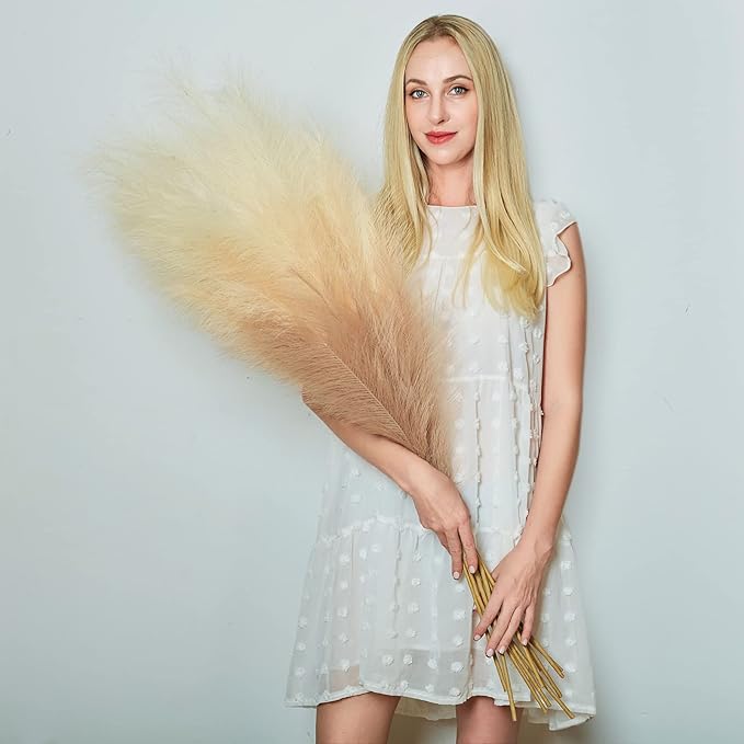 EVODIS Faux Pampas Grass Decor, 6 Stems Artificial Pampas Grass by EVODIS