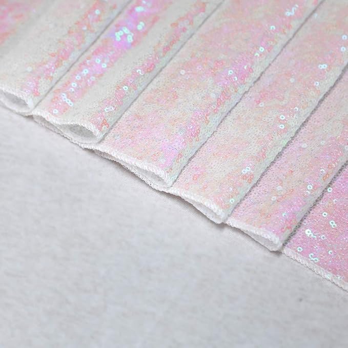 White Iridescent Sequin Table Runners 10 Packs 12x72 Inches Glitter Sparkly - Image 8