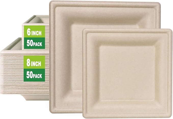 GreenWorks 6 inch and 8 inch Heavy-duty Compostable Plates by GreenWorks