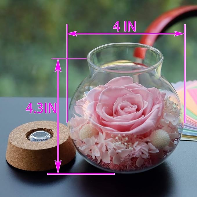Preserved Real Roses with Colorful Mood Light Wishing Bottle, Eternal - Image 2