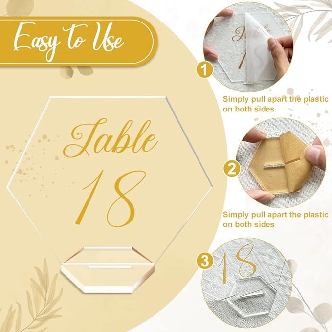 OurWarm Large Acrylic Wedding Table Numbers 1-20, Hexagon Multi-functional - Image 3