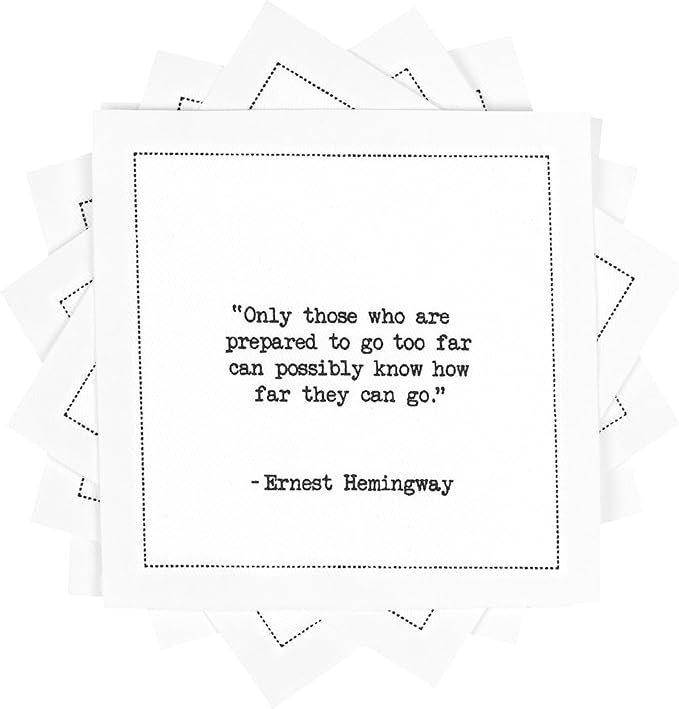 Five Star Napkins Hemingway Quotes, Beverage Napkins, Bar Napkins, Cloth Napkins by FiveStarNapkins