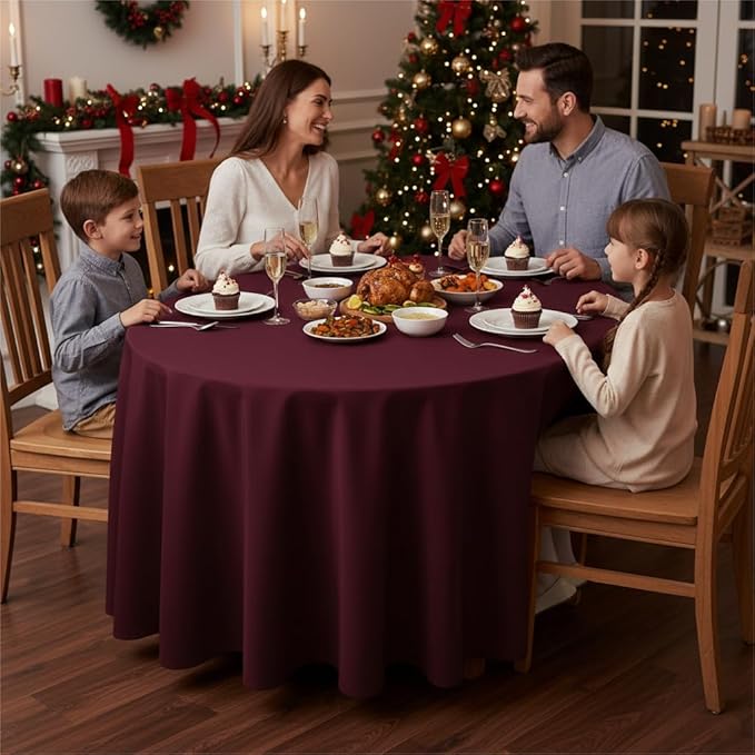 Fitable 8 Pack Round Tablecloths: Stain Resistant Wrinkle Free Circle Table - Image 2