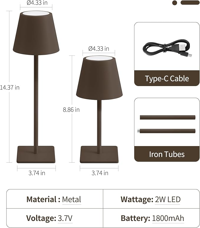 UME 3 Pack Cordless Table Lamp, Battery Operated Lamp - Image 6