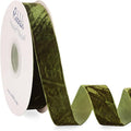Ribbli Moss Green Velvet Ribbon 1 Inches Luxury Crinkled Green Christmas Ribbon by Ribbli