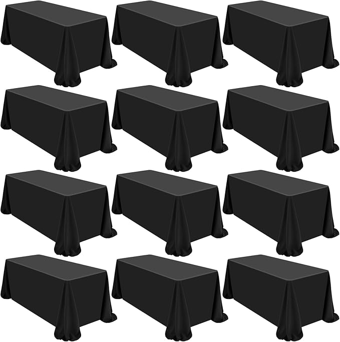 12 Pack Polyester Tablecloth 90 x 156 Inch Black Tablecloth by fani