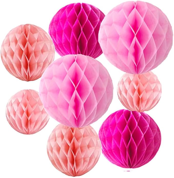 8pc Honeycomb Balls Party Decorations 6''8''10''12'' Tissue Paper Pom Poms by Yangeey