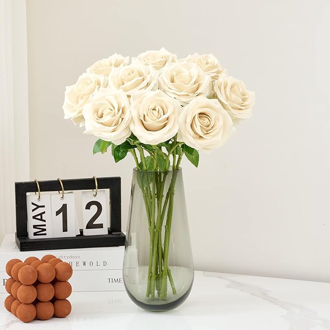 Artificial Rose 10pcs Open Flower Bouquet Faux Rose Stems - Image 2