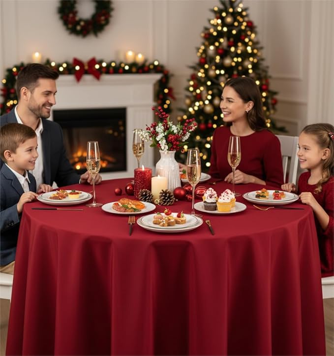 Fitable 6 Pack Red Tablecloths for Round Tables - Image 2