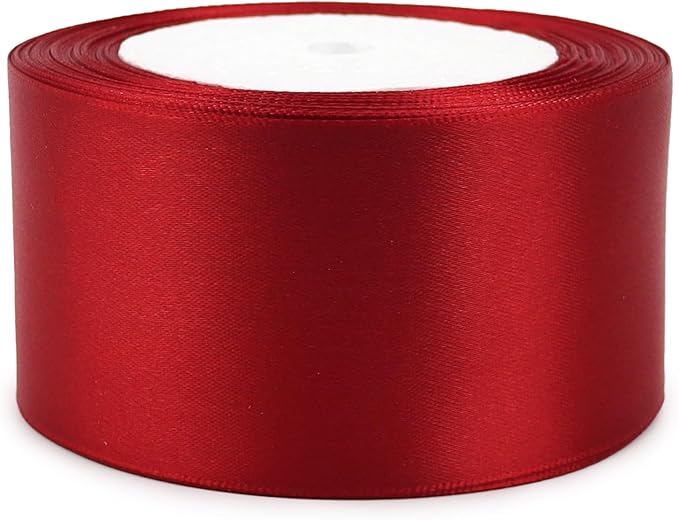 Deep red Solid Satin Ribbon 2 Inch 25 Yards Solid Polyester Fabric Ribbon - Image 6
