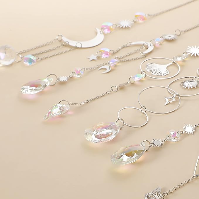 Sun Catchers, 6 Pieces Colorful Suncatchers Decorative Hanging Clear Crystal - Image 3