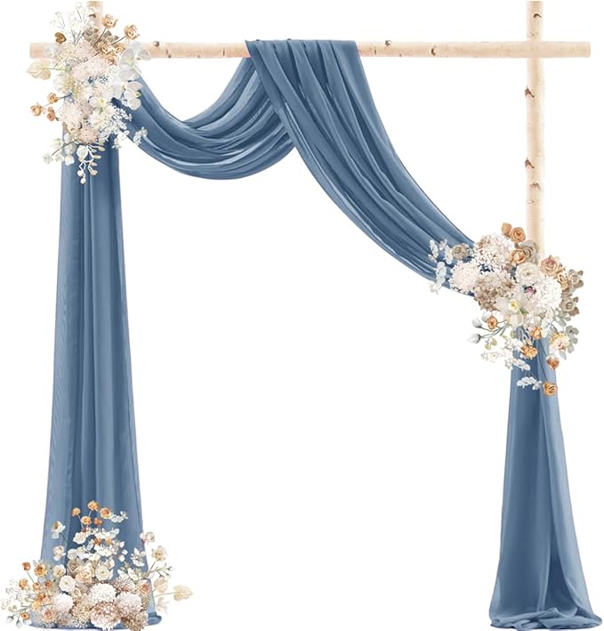 Dusty Blue Wedding Arch Draping Fabric 2 Panels 29" x 20 FT Blue Wedding Drapes - Image 2