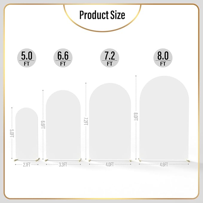 LEBENGURU Upgraded 7.2FT Wedding Arch Cover, Round Top Chiara Stand Covers - Image 4