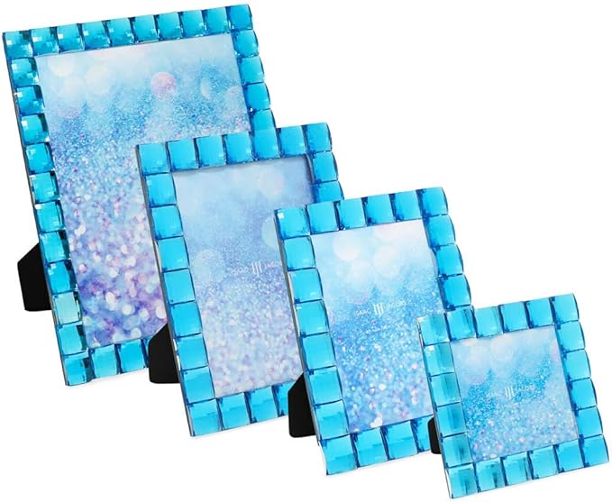 Isaac Jacobs Decorative Sparkling Turquoise Jewel Picture Frame, Photo Display - Image 4