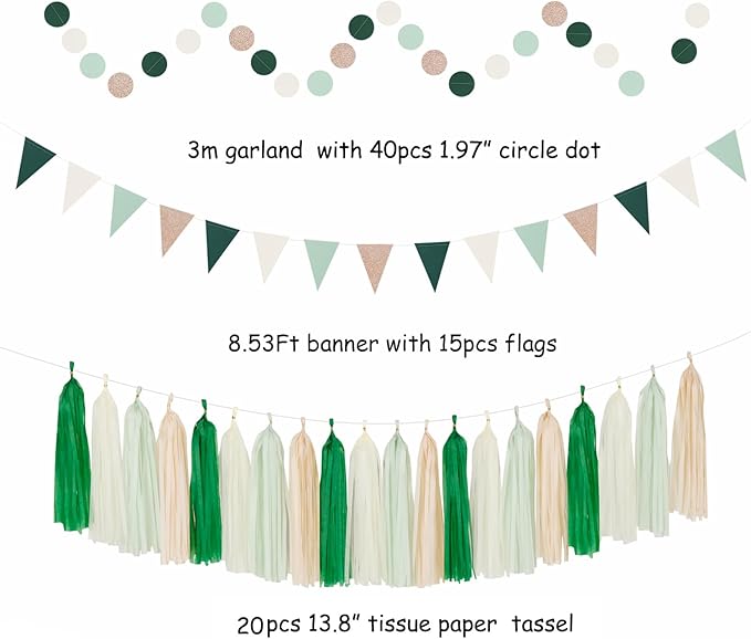 Olive-Sage Green Beige Champagne-Gold Party-Decorations - Image 3