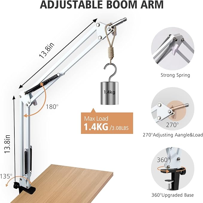 For HyperX QuadCast S White Boom Arm - Image 4