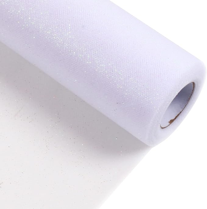 Sparkling Tulle Rolls, 15” by 30 Yards Glitter Tulle Spool Ribbon Fabric by ICOSHOW