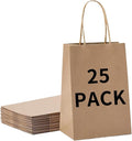 BAG BOX 25 Pack 5.9x3.1x8.25 Inch Brown Gift Bags by BAGBOX