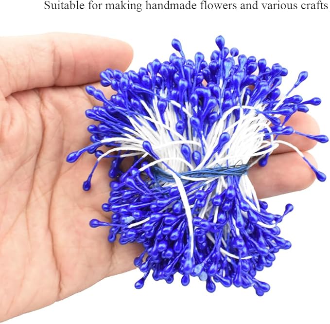 HAHIYO 700Pcs 3mm Royal Blue Pearl Double Head Flower Stamen Pistil - Image 7