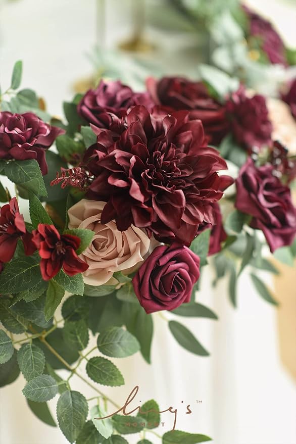 Ling's Moment Flower Garland - 6FT Eucalyptus & Rose - Sweetheart Table Decor - Image 5