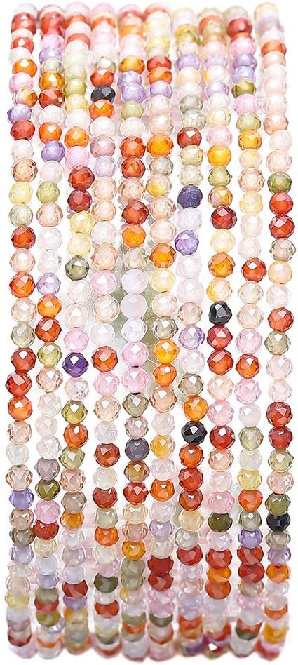 Faceted Mix Colored Zircon Stone Round Loose Semi Gemstone Beads by Beadia