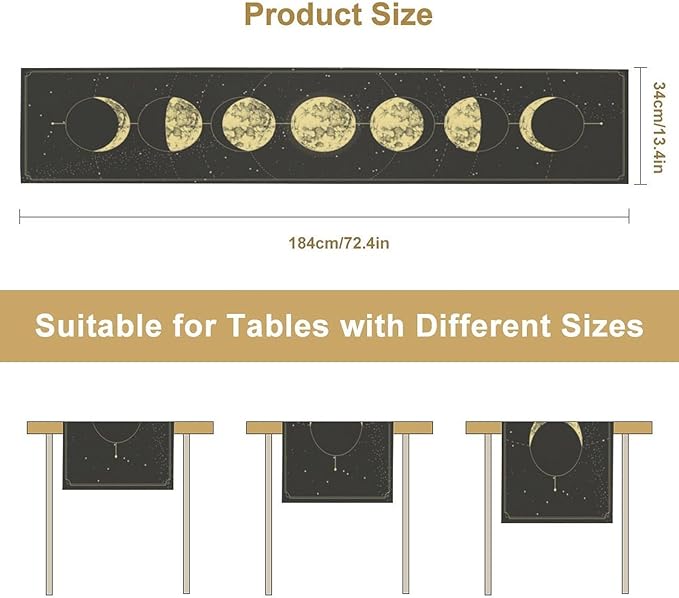 Sun Moon Table Runner, Mysterious Universe Milky Way Interstellar Space Western - Image 3