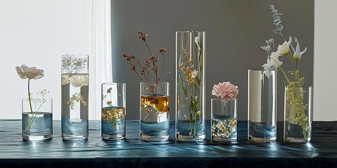 Glass Vase Cylindrical Vase for Tabletop Decoration, Candle Glass Vase - Image 5