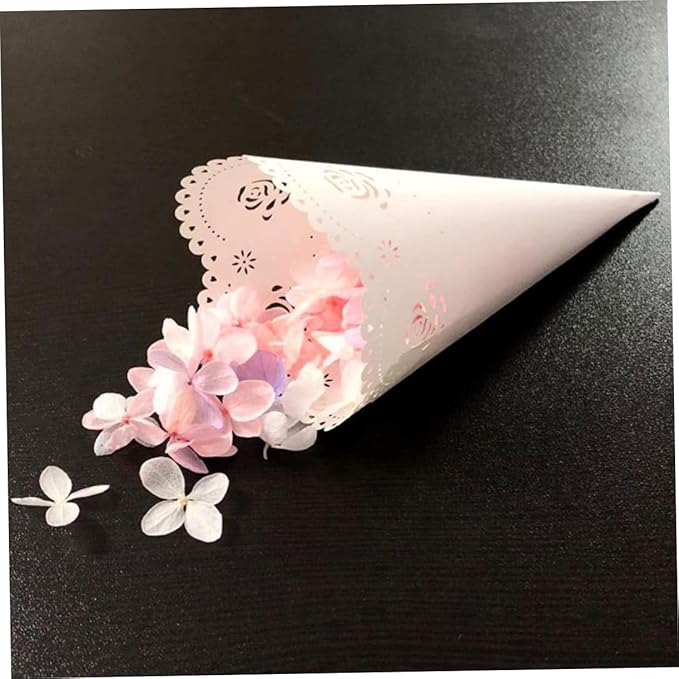 jojofuny 40 Pcs Rose Petals Party Confetti Cone Holder Candy Cone Bags Confetti - Image 5