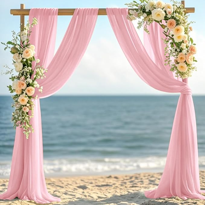 Dusty Rose Elegant Arch Draping Fabric Outdoor 1 Panel 29" × 20Ft Sheer Chiffon - Image 2