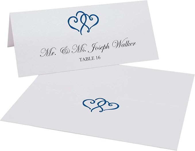 Linked Hearts Printable Place Cards, Royal Blue, Laser & Inkjet Printers - Image 2