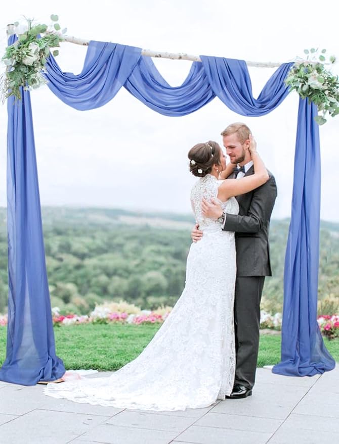 Periwinkle Color Wedding Arch Draping Fabric 20 Ft Wedding Arch Drapes 2 Panels - Image 3