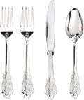 WDF 200 Pieces Silver Plastic Silverware Disposable by WDF