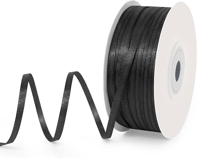 1/8" Wide x 100 Yards Single Face Polyester Satin Ribbon, Satin Ribbon by KMERLIFE