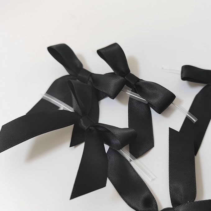 50pcs 2-1/2" Black Satin Ribbon Bows - Image 8