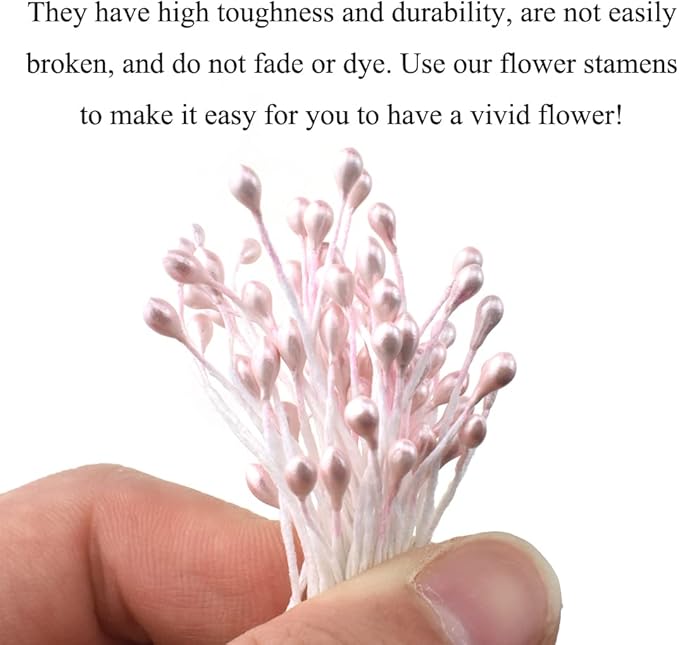 HAHIYO 700Pcs 3mm Light Pink Pearl Double Head Flower Stamen Pistil Hand-Made - Image 2
