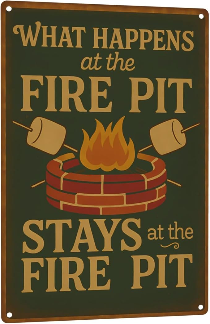 Funny Firepit Metal Sign by Unknown