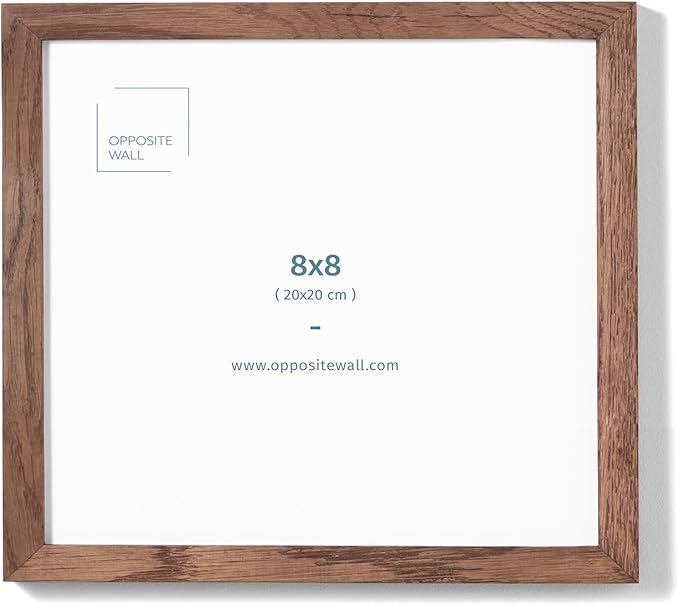 Opposite Wall - 8x8 in - Dark Solid Oak Wood Picture Frame - Lightweight by OppositeWall