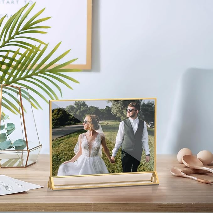 Clear Acrylic Sign Holder 11x 8.5 Horizontal Double Sided Gold Frame Flyer - Image 7