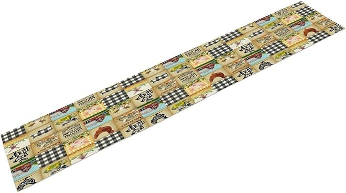 Farmhouse Animals Table Runner, Rustic Cabin Pig Chicken Cow Sunflowers - Image 7