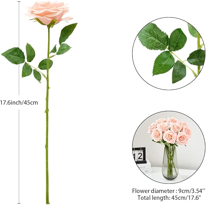 Artificial Rose 10pcs Open Flower Bouquet Faux Rose Stems - Image 4