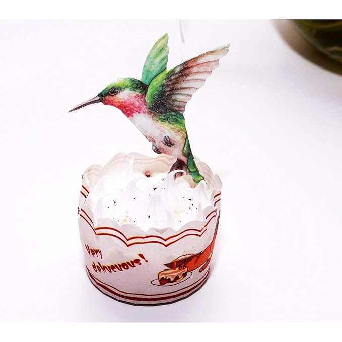 GEORLD Edible Cupcake Topper Wafer Hummingbird Cake Bird Decoration by Wafer - Image 8