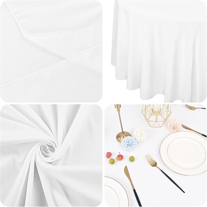 fani 12 Pack 90 Inch Round Tablecloth, Washable Fabric Table Cover - Image 4