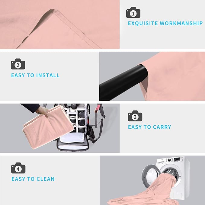 ISSUNTEX 10X20 ft/3X6 Meters Pink Background Photo Backdrop, Photo Studio - Image 5