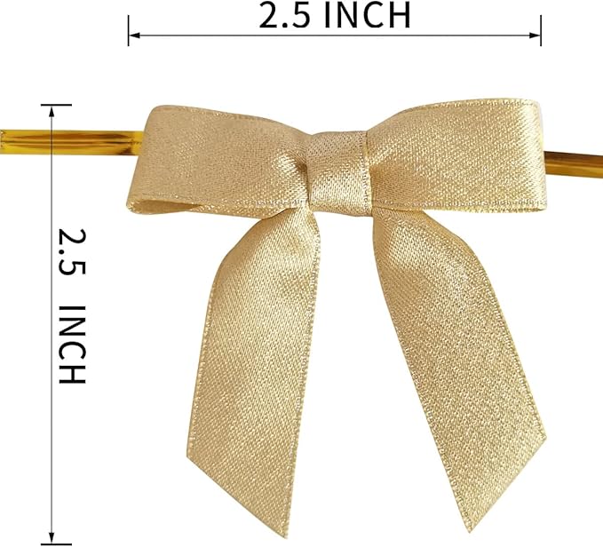 50pcs 2-1/2" Gold Satin Ribbon Bows - Image 3
