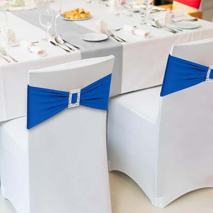 Joccun 120 PCS Spandex Chair Sashes Bows Stretch Chair Cover Band - Image 6