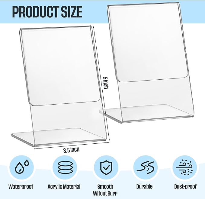 Ctosree 12 Pcs Acrylic Photo Frame L shape Slant Back Desktop Photo Frames - Image 3