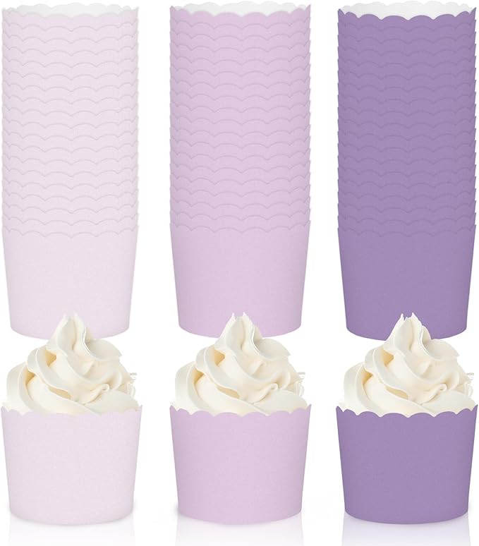 Whaline 120Pcs Purple Paper Baking Cups Scalloped Edge Cupcake Wrappers by Whaline