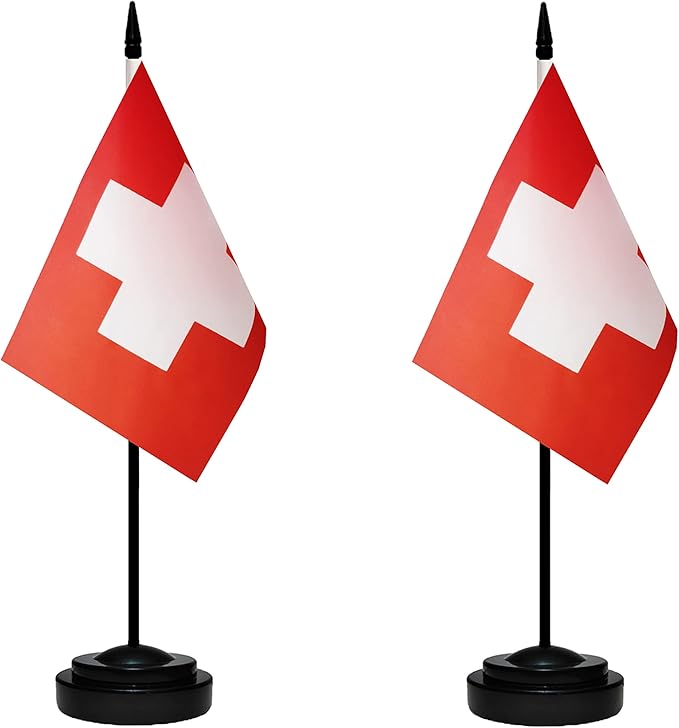 Switzerland Swiss Deluxe Desk Flag Set Small Mini Miniature Switzerland Swiss by tibijoy