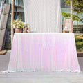 QueenDream Tablecloth 90x156 Rectangle Sequin Tablecloth White Iridescent by QueenDream