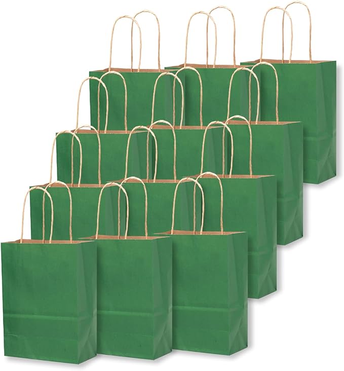 qiqee 24 Pcs Deep Green Mini Paper Gift Bags - Image 3